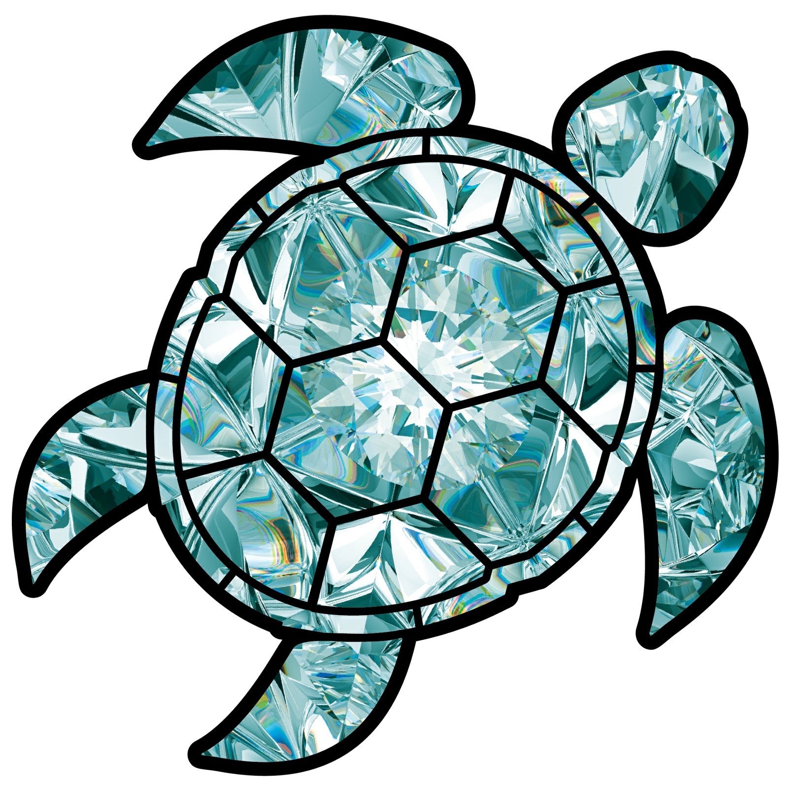 Aquamarine Sea Turtle Birthstone Decal March Print Sticker Vinyl Rear Window Car Truck Laptop Gem Travel Mug Water and Fade Resistant 4 Inches