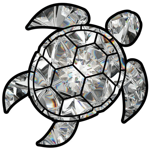 Diamond Sea Turtle Birthstone Decal April Print Sticker Vinyl Rear Window Car Truck Laptop Gem Travel Mug Water and Fade Resistant 4 Inches