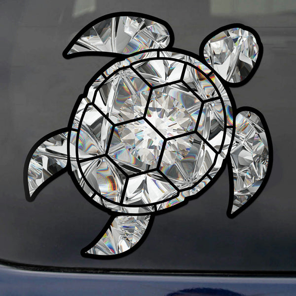 Diamond Sea Turtle Birthstone Decal April Print Sticker Vinyl Rear Window Car Truck Laptop Gem Travel Mug Water and Fade Resistant 4 Inches