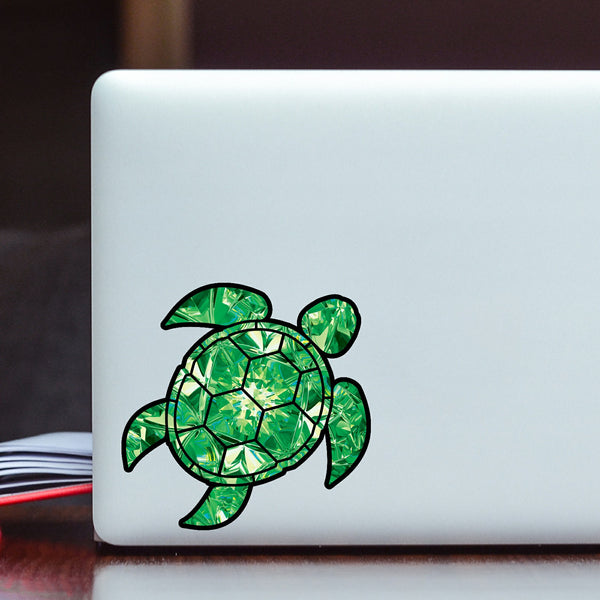 Emerald Sea Turtle Birthstone Decal May Print Sticker Vinyl Rear Window Car Truck Laptop Gem Travel Mug Water and Fade Resistant 4 Inches