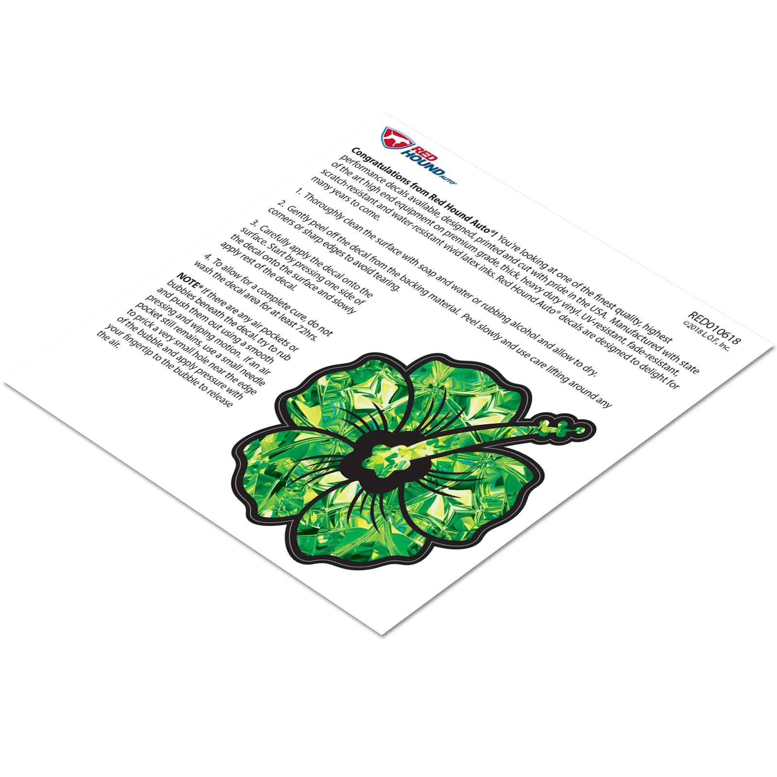 Peridot Hibiscus Flower Birthstone Decal August Green Print Sticker Vinyl Rear Window Car Truck Laptop Gem Travel Mug Water and Fade Resistant 2.5 Inches