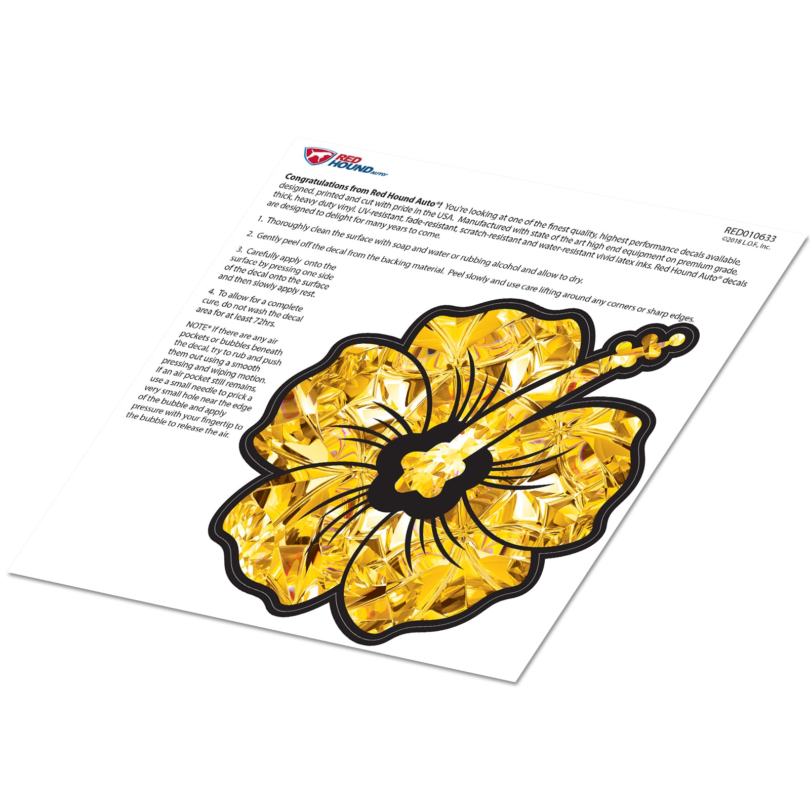 Yellow Topaz Hibiscus Flower Birthstone Decal November Citrine Print Sticker Vinyl Rear Window Car Truck Laptop Gem Travel Mug Water and Fade Resistant 4 Inches