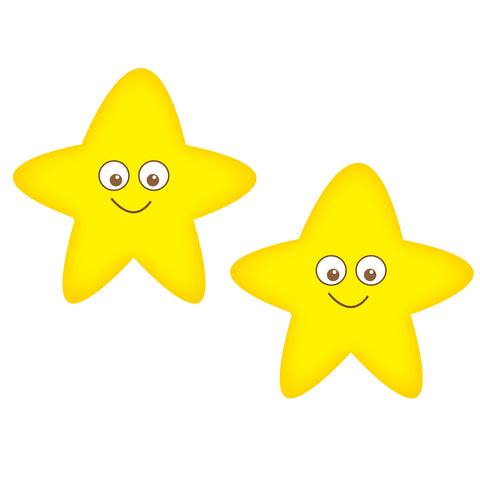 2 Star Smiling Wall Decals Graphic Peel and Stick Removable 1 Foot Wide 12 Inch  Baby Nursery Sticker