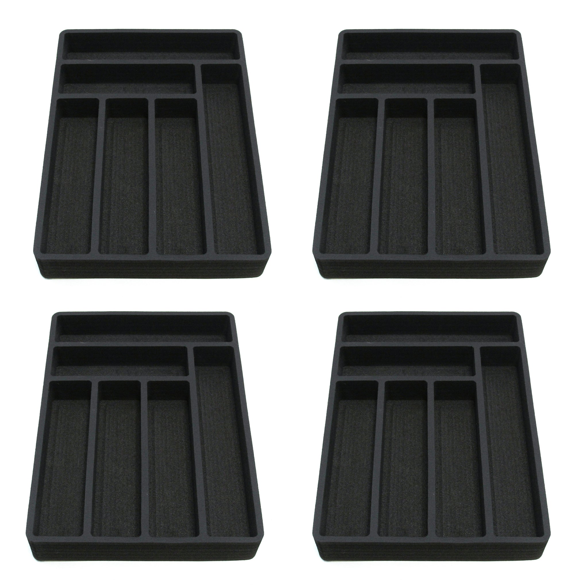 Polar Whale 4 Flatware Silverware Drawer Organizers for Cutlery Forks Knives Spoons Serving Utensils Non-Slip Premium Waterproof Tray Insert  12.75 X 18 Inches 6 Slot Extra Deep Set of 4