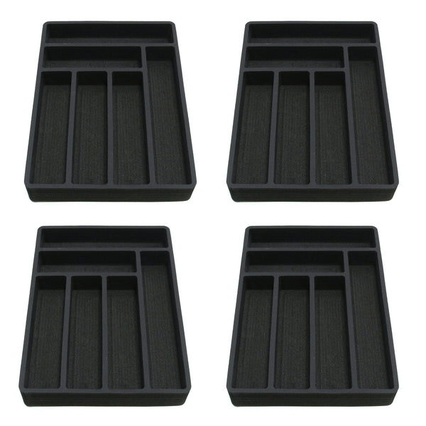 Polar Whale 4 Flatware Silverware Drawer Organizers for Cutlery Forks Knives Spoons Serving Utensils Non-Slip Premium Waterproof Tray Insert  12.75 X 18 Inches 6 Slot Extra Deep Set of 4