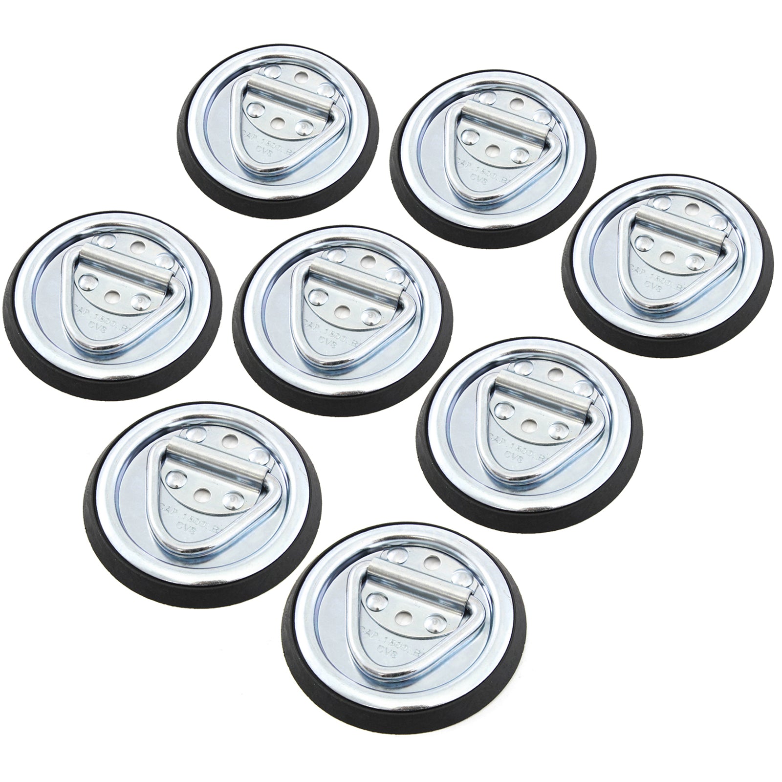 8 Surface Mount D Rope Ring 1/4 Inches Tie Down Truck Trailer Cargo Van Point 4 Inches Round