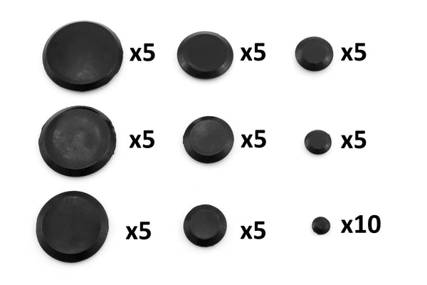 Red Hound Auto 50 Piece Flush Mount Black Hole Plug Assortment for Auto Body and Sheet Metal Assorted Sizes for 1/4, 3/8, 1/2, 3/4, 1, 1-1/4, 1-1/2, 1-3/4 and 2 Inch Holes