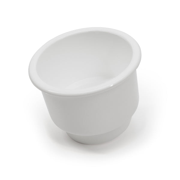 Red Hound Auto 1 Cup Holder Plastic Pocket Recessed Insert Universal with Drain for Boat RV Car Truck Marine Pontoon Motorhome Camper Drop In White 3-1/2 Inch I.D. & 4-1/8 Inch O.D.