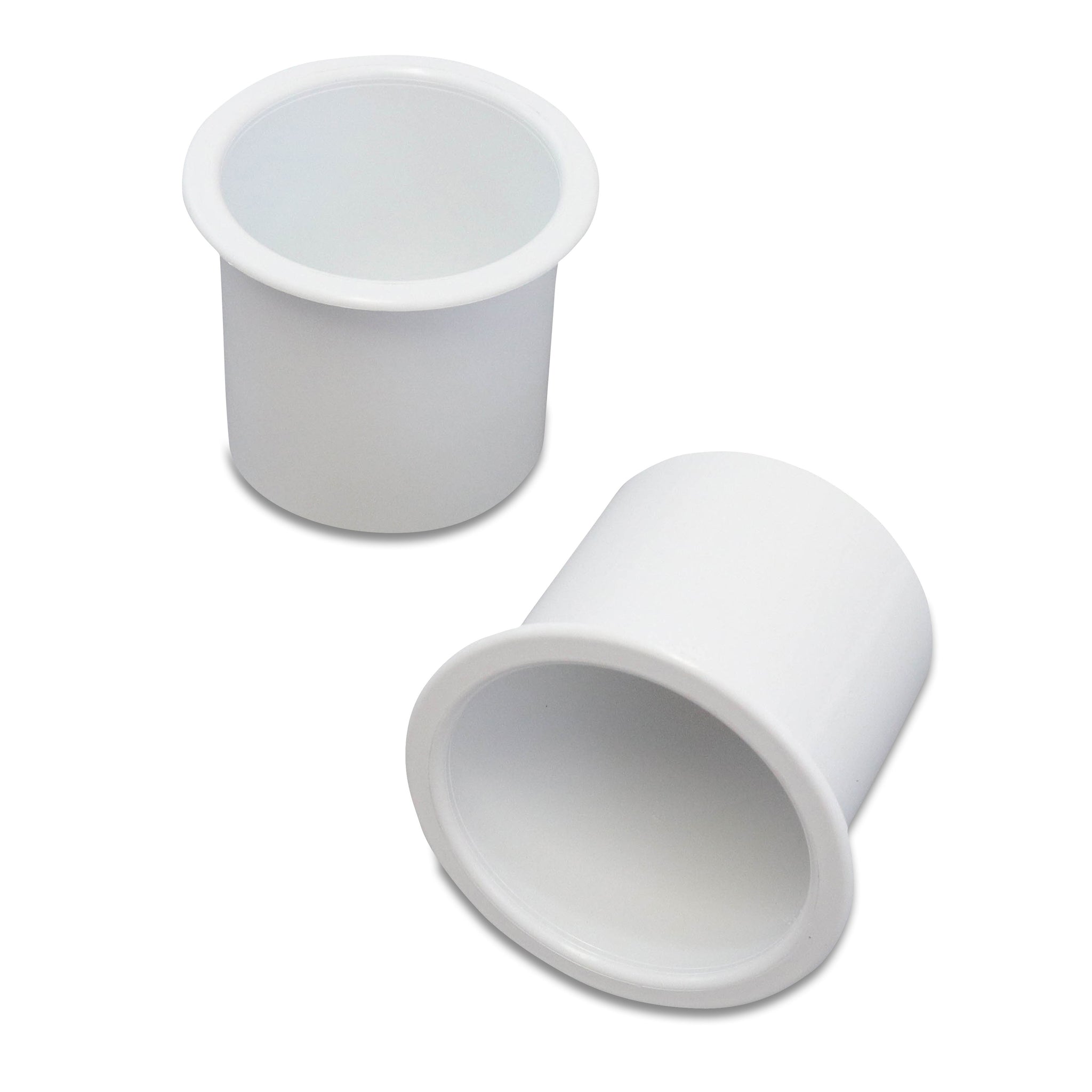2 Cup Holders Plastic Boat RV Car Insert Regular Sofa Large Game Table Pocket Recessed Universal Marine Pontoon Motorhome Camper White