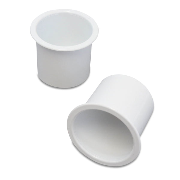 2 Cup Holders Plastic Boat RV Car Insert Regular Sofa Large Game Table Pocket Recessed Universal Marine Pontoon Motorhome Camper White