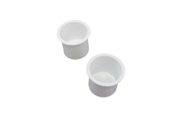 2 Cup Holders Plastic Boat RV Car Insert Regular Sofa Large Game Table Pocket Recessed Universal Marine Pontoon Motorhome Camper White