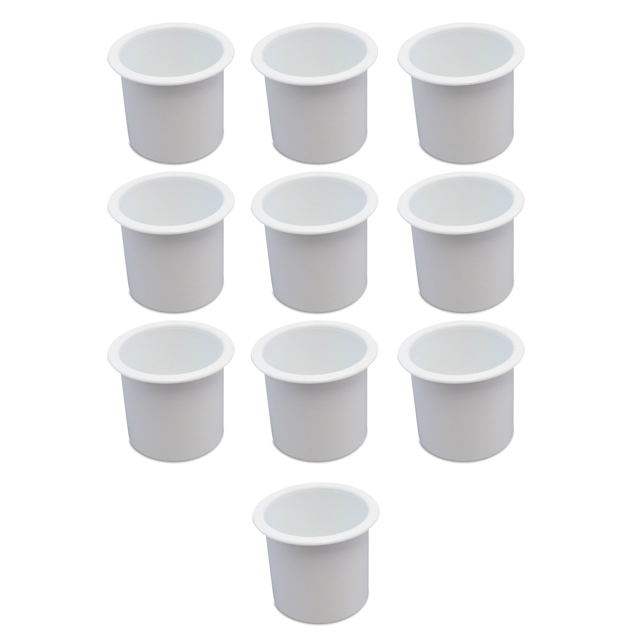10 Cup Holders Plastic Boat RV Car Insert Regular Sofa Large Game Table Pocket Recessed Universal Marine Pontoon Motorhome Camper White