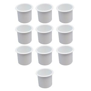 10 Cup Holders Plastic Boat RV Car Insert Regular Sofa Large Game Table Pocket Recessed Universal Marine Pontoon Motorhome Camper White