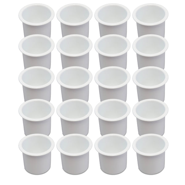 20 Cup Holders Plastic Boat RV Car Insert Regular Sofa Large Game Table Pocket Recessed Universal Marine Pontoon Motorhome Camper White