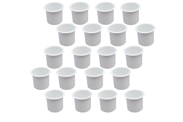 20 Cup Holders Plastic Boat RV Car Insert Regular Sofa Large Game Table Pocket Recessed Universal Marine Pontoon Motorhome Camper White