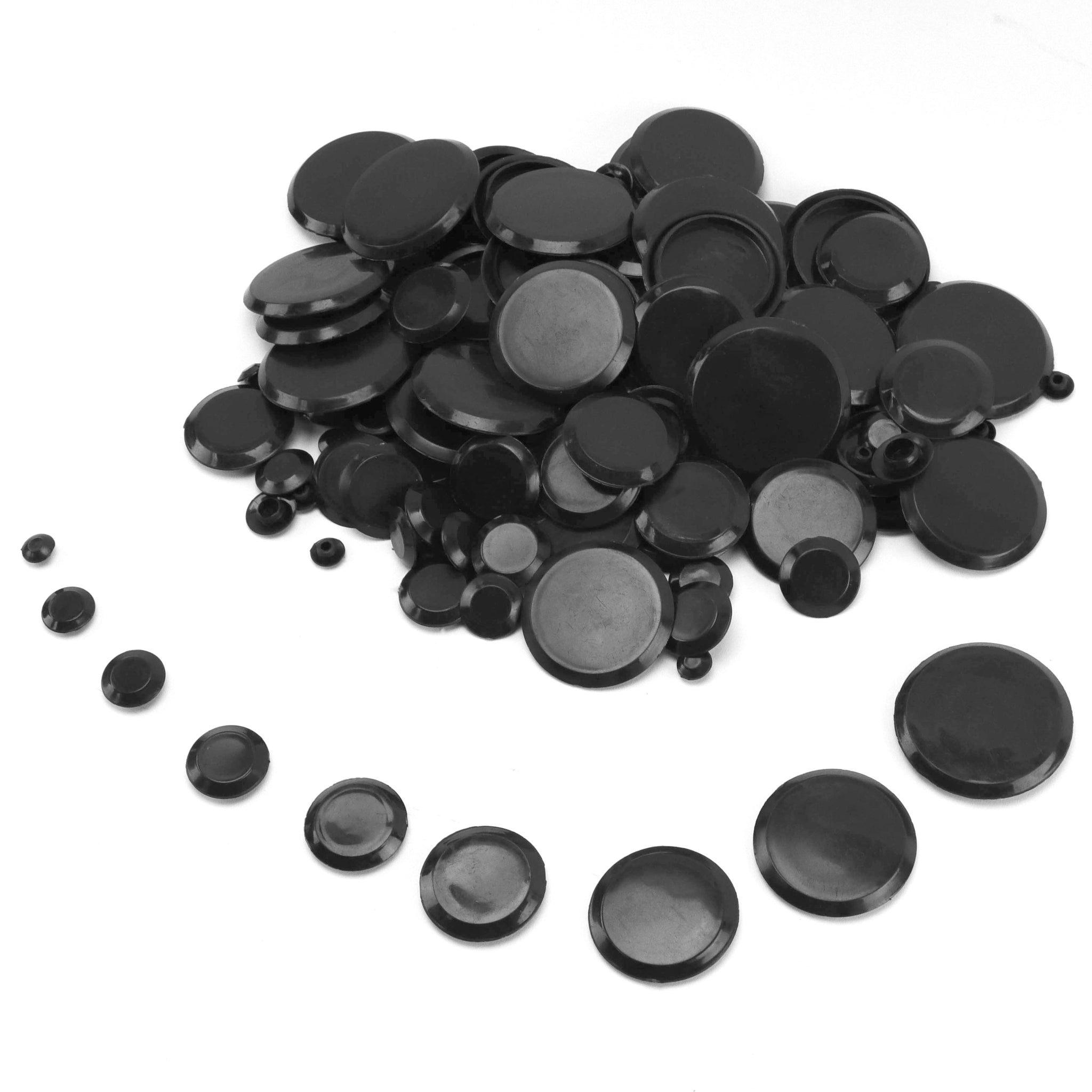 Red Hound Auto 100 Piece Flush Mount Black Hole Plug Assortment for Auto Body and Sheet Metal Assorted Sizes for 1/4, 3/8, 1/2, 3/4, 1, 1-1/4, 1-1/2, 1-3/4 and 2 Inch Holes