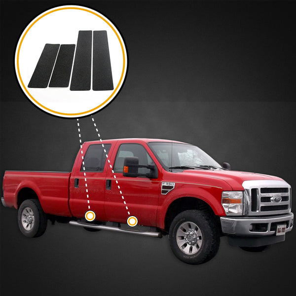Red Hound Auto Custom Fit 1999-2016 Compatible with Ford Super Duty Crew Cab F-250 F-350 F-450 F-550 Door Sill Scuff Step Plate Scratch Protectors 4pc Kit Paint Protection
