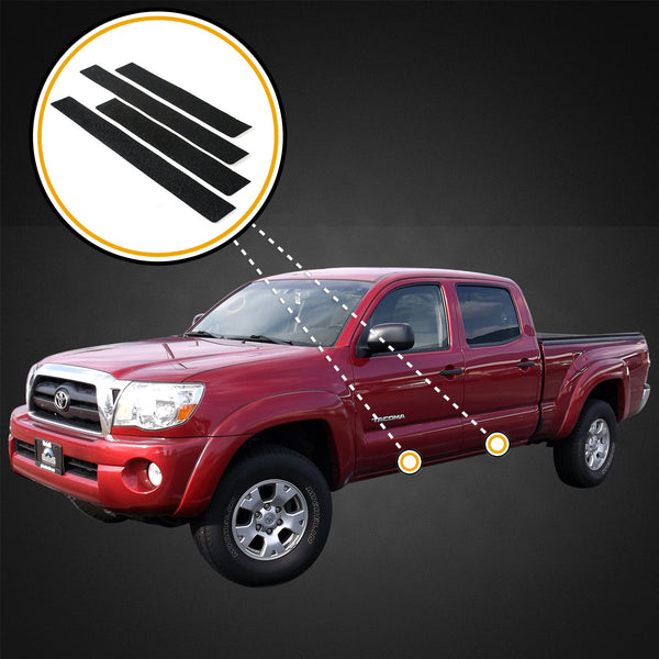 Red Hound Auto Custom Fit 2005-2015 Compatible with Toyota Tacoma Double Cab Door Sill Protectors Scuff Plate Scratch 4pc Applique Kit Paint Protection Shield Set