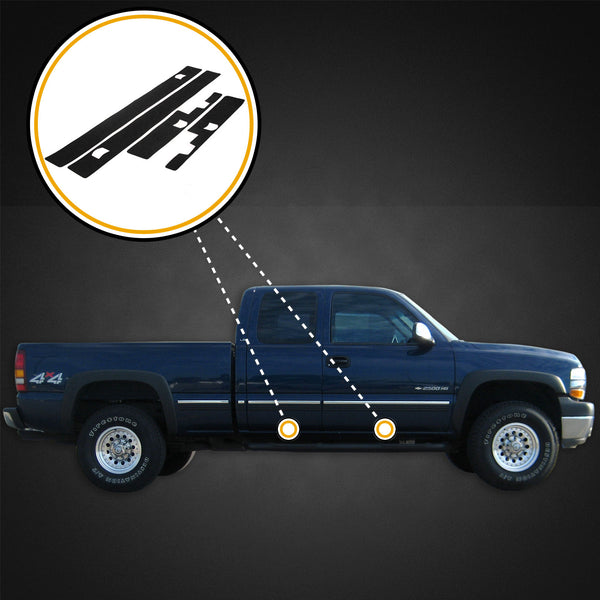 Red Hound Auto Custom Fit 1999-2006 Compatible with Chevy GMC Silverado Sierra Extended Cab Door Entry Guards Scratch Protection Ext Cab 4pc Kit Protector - 1500 2500 3500