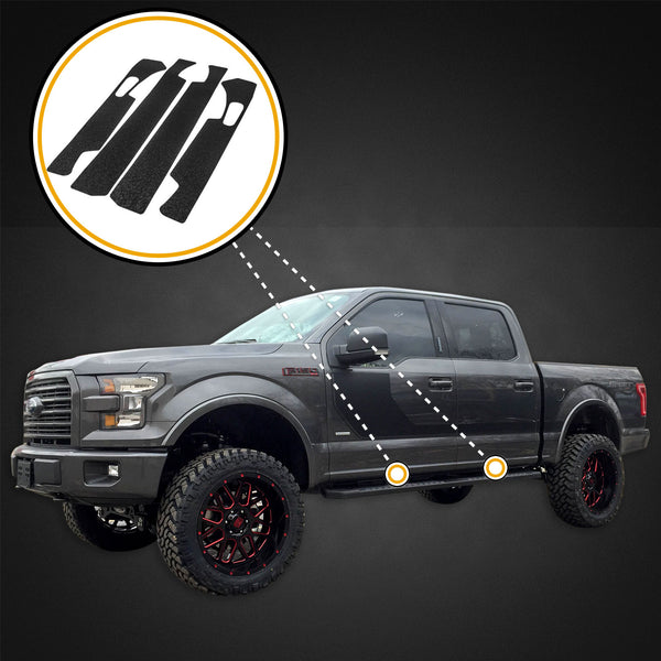 Red Hound Auto Custom Fit 2015-2020 Compatible with Ford F-150 Crew Cab 4pc Kit Door Entry Guards Scratch Cover Protector Paint Protection Sill Threshold Scuff Shield Set