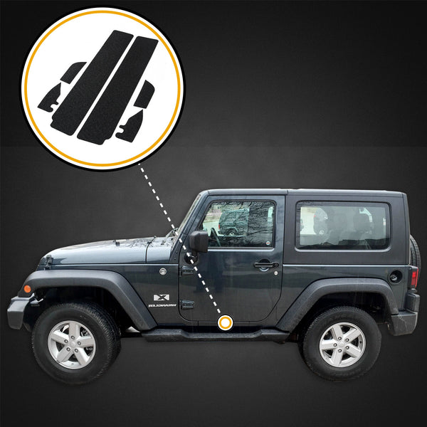Red Hound Auto Custom Fit Door Sill Entry Guards Scratch Shield 2007-2018 Compatible with Jeep Wrangler JK (2-Door Sill) 6pc Kit Protectors Paint Protection