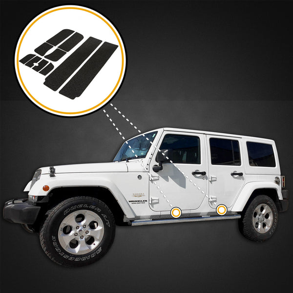 Red Hound Auto Custom Fit 2007-2018 Compatible with Jeep Wrangler Unlimited JKU 10pc Kit Door Sill Entry Guards Scratch Threshold Shield Paint Protection (4-Door Sill Models)