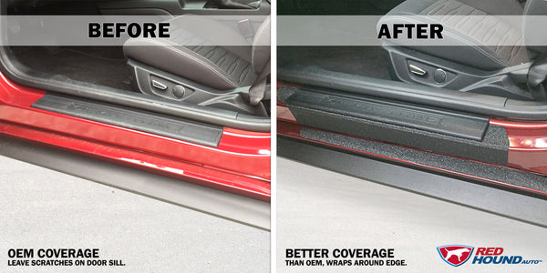 Red Hound Auto Door Entry Guards Scratch Shield 2015-2018 Compatible with Ford Mustang 4pc Kit Paint Protector Black Threshold Cover Peel and Stick Install