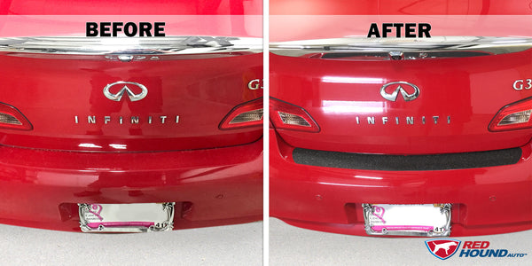 Rear Bumper Scuff Scratch Protector Compatible with Infinity 2011-2013 G37, 2007-2010 G35, 2011-2012 G25, 2014-2015 Q40 Sedan 4dr 1pc Shield Paint Cover (Does not fit Coupe or Convertible)