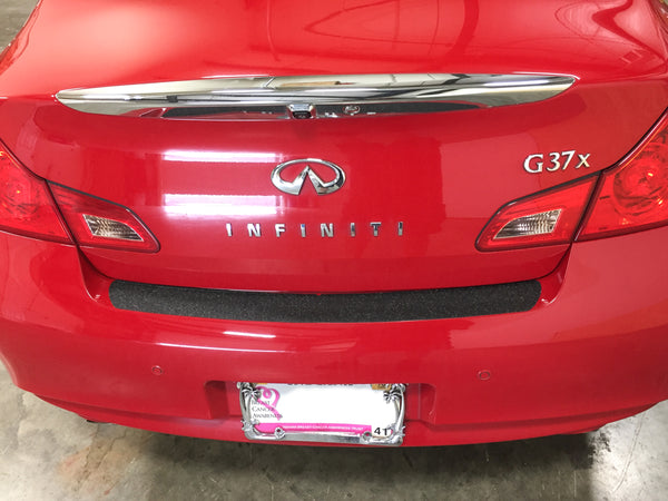 Rear Bumper Scuff Scratch Protector Compatible with Infinity 2011-2013 G37, 2007-2010 G35, 2011-2012 G25, 2014-2015 Q40 Sedan 4dr 1pc Shield Paint Cover (Does not fit Coupe or Convertible)