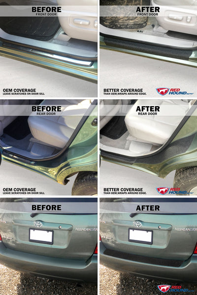 Red Hound Auto 2001-07 Compatible with Toyota Highlander 7pc Door Sill Step Protector Bumper Threshold Shield Paint Protection Guard