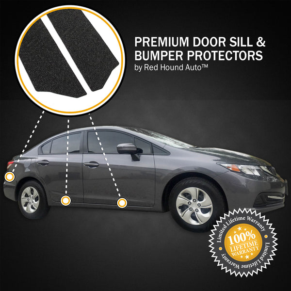 Red Hound Auto 2013-2015 Compatible with Honda Civic 7pc Door Sill Step Protector Bumper Threshold Shield Pads Paint Protection Guard