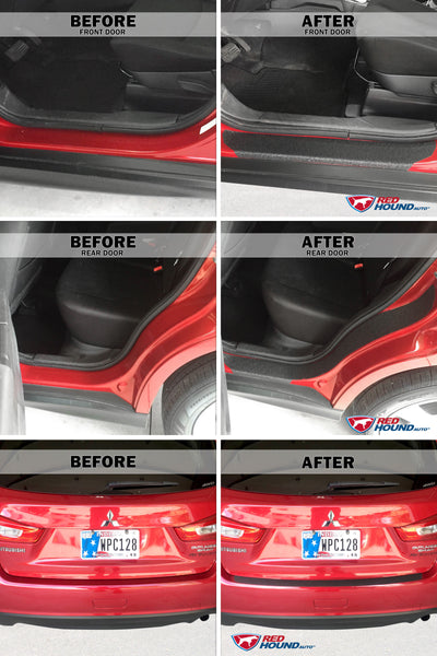 Red Hound Auto 2011-2015 Compatible with Mitsubishi Outlander Sport ASX 7pc Door Sill Step Protector Bumper Shield Paint Protection Guard