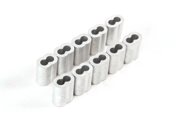 5/32 Inches Aluminum Wire Rope and Cable Line End Double Barrel Ferrule - Qty 10