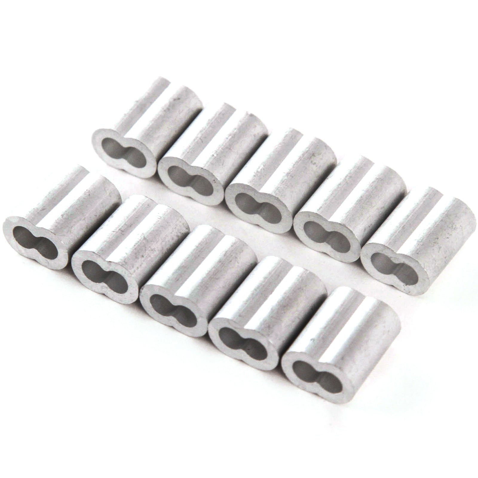 5/32 Inches Aluminum Wire Rope and Cable Line End Double Barrel Ferrule - Qty 10