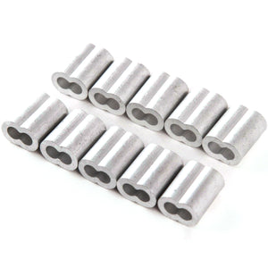 5/32 Inches Aluminum Wire Rope and Cable Line End Double Barrel Ferrule - Qty 10