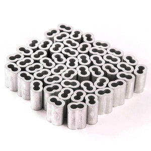 5/32 Inches Aluminum Wire Rope and Cable Line End Double Barrel Ferrule - Qty 50