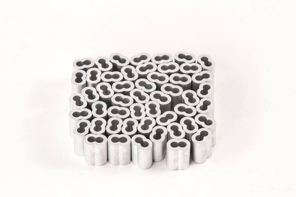 5/32 Inches Aluminum Wire Rope and Cable Line End Double Barrel Ferrule - Qty 50