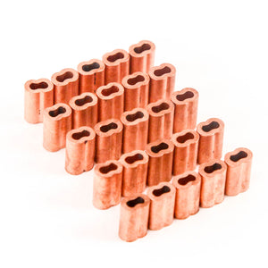 1/16 Inches Copper Wire Rope and Cable Line End Double Barrel Ferrule - Qty 25