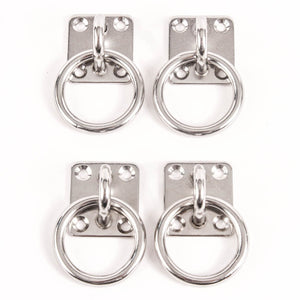 Red Hound Auto 4 Stainless Steel 6mm Square Eye Plates w Ring 1/4 Inches Marine 316 SS Boat Rigging