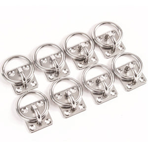 Red Hound Auto 8 Stainless Steel 6mm Square Eye Plates w Ring 1/4 Inches Marine 316 SS Boat Rigging