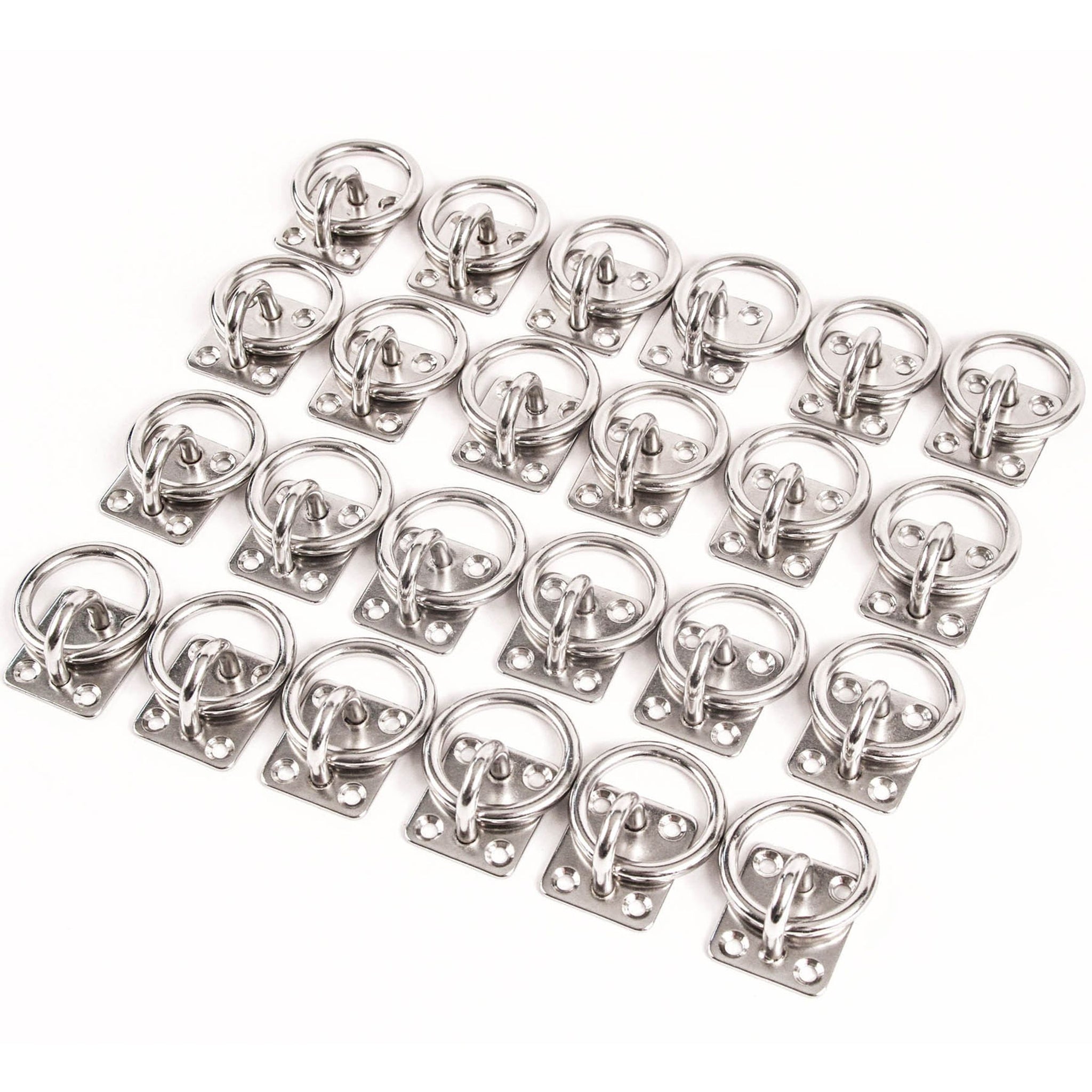 Red Hound Auto 24 Stainless Steel 6mm Square Eye Plates w Ring 1/4 Inches Marine 316 SS Boat Rigging