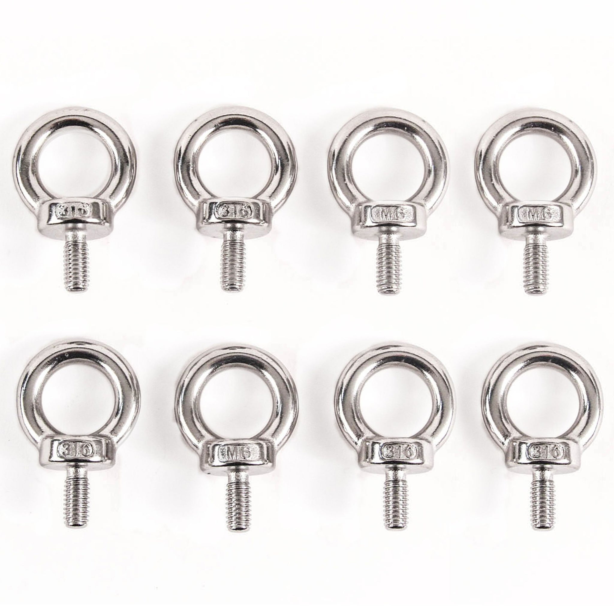 Red Hound Auto 8 Stainless Steel DIN 580 Machine Shoulder Lifting Eye Bolts M6 316SS Marine 6mm
