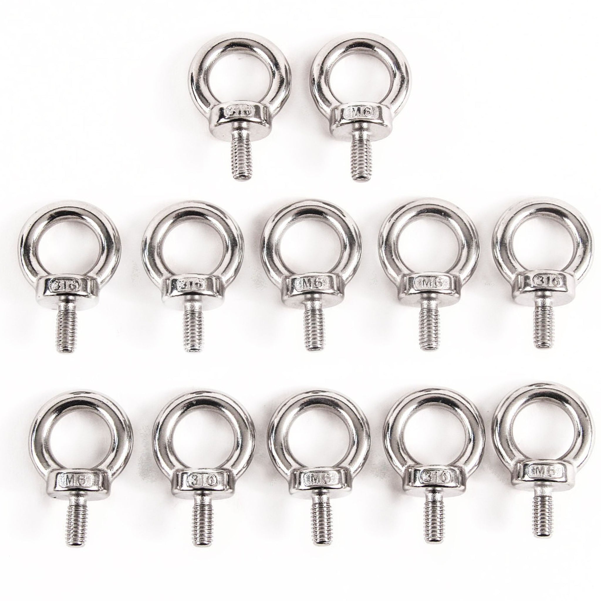 Red Hound Auto 12 Stainless Steel DIN 580 Machine Shoulder Lifting Eye Bolt M6 316SS Marine 6mm