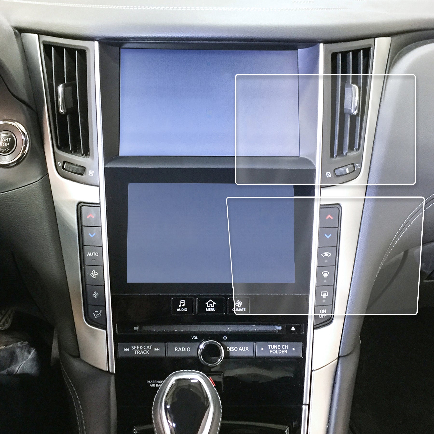 Red Hound Auto 2017-2018 Compatible with Infiniti Q50 Q60 InTouch Intuition Screen Saver 2pc Custom Invisible High Clarity Touch Display Protector Minimizes Fingerprinting 8 Inch Upper 7 Inch Lower