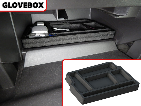Red Hound Auto Complete 2 Piece Vehicle Organizer Center Console & Glove Box Inserts Compatible with Ford Focus 2012 2013 2014 (Automatic Transmission Only) Black Anti-Rattle