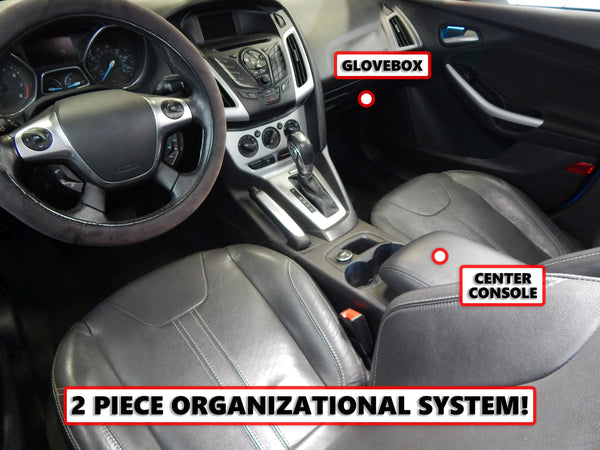 Red Hound Auto Complete 2 Piece Vehicle Organizer Center Console & Glove Box Inserts Compatible with Ford Focus 2012 2013 2014 (Automatic Transmission Only) Black Anti-Rattle