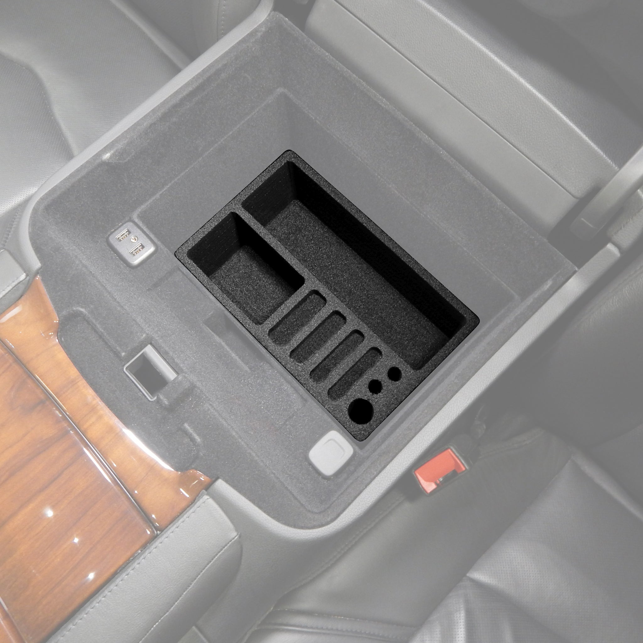 Red Hound Auto Center Console Organizer Vehicle Insert Compatible with Cadillac Escalade 2015 2016 2017 2018 2019 Black Anti-Rattle