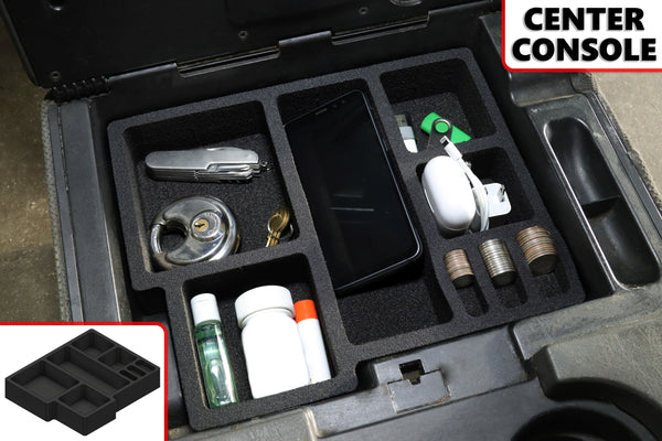 Red Hound Auto Center Console Organizer Vehicle Organizational System Insert Compatible with Ford F-250 F-350 F-450 F-550 Super Duty 2001-2005, Excursion 2001-2005 Fold Down Split Bench Only Black
