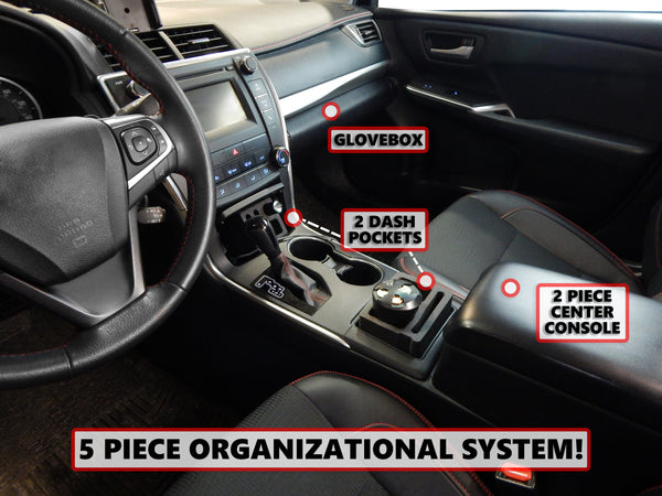 Red Hound Auto Complete 5pc Vehicle Organizer System with Center Console, Front Pockets & Glove Box Inserts Compatible with Toyota Camry 2012 2013 2014 2015 2016 2017 (excl. Hybrid) Black