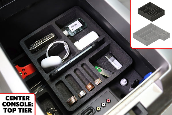 Red Hound Auto Center Console Organizer 2 Piece Stacking Set Vehicle Organizational System Inserts Compatible with Ford F-150 F150 Full Console 2009 2010 2011 2012 2013 2014 Black Anti-Rattle USA Made